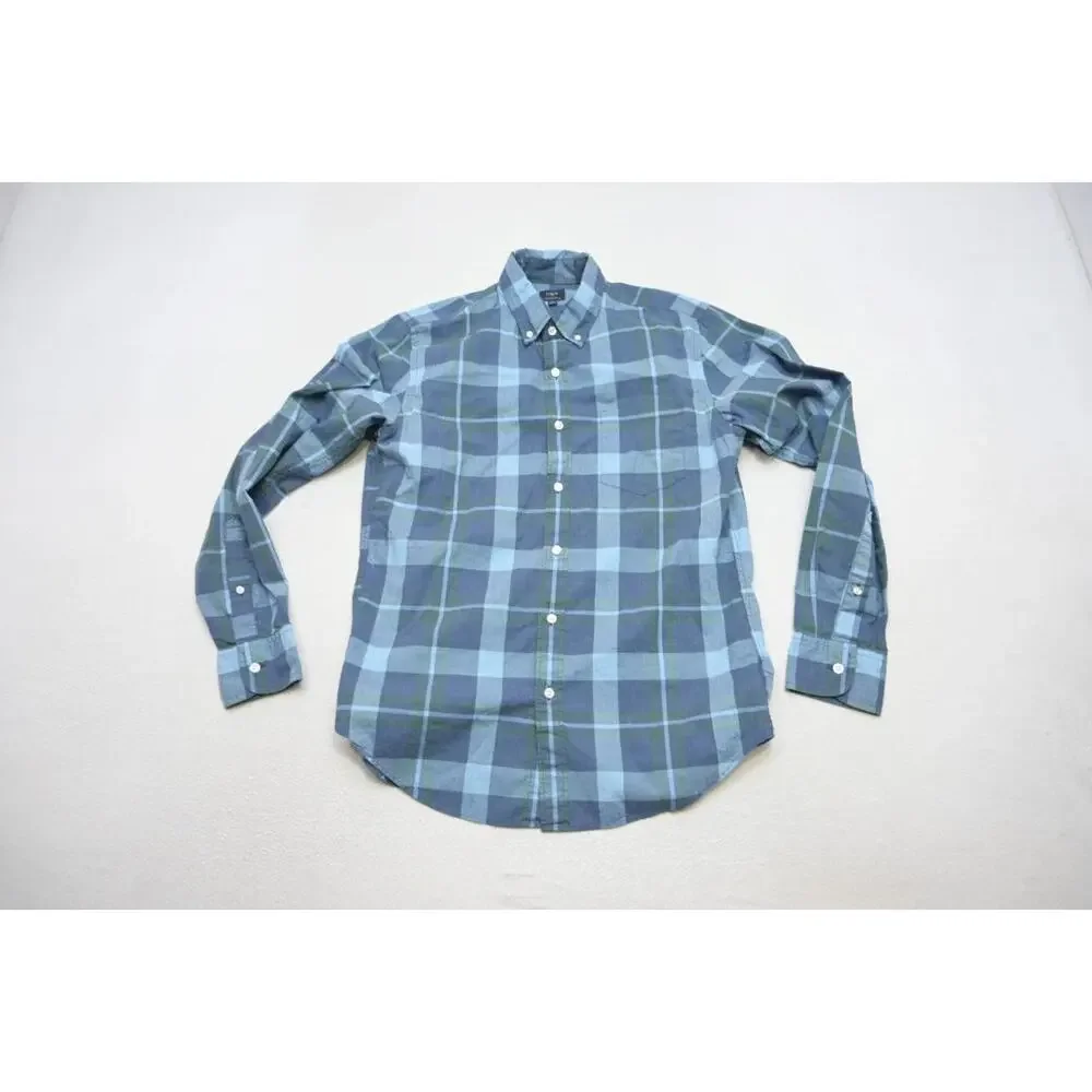 J‎ Crew Dress Shirt Heathered Cotton Plaid Long Sleeve Button Up Mens Medium